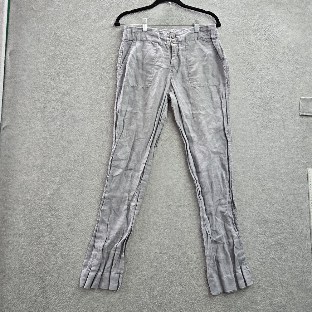 KENAR Women Pants 6 Gray Chino Linen 30" Inseam